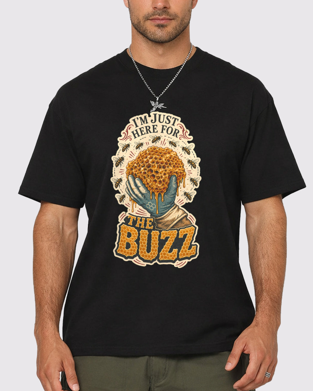 Here For The Buzz Bee Graphic T-Shirt
