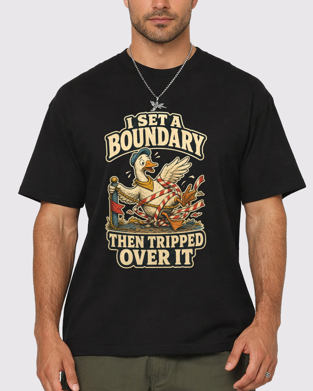 I Set A Boundary Goose Graphic T-Shirt