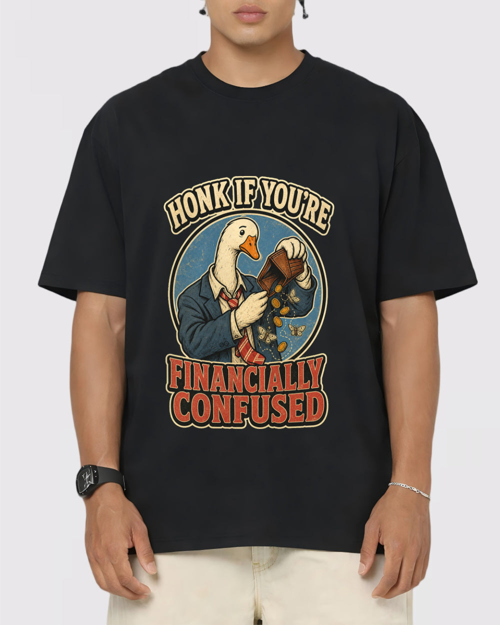 Financially Confused Goose Graphic T-Shirt