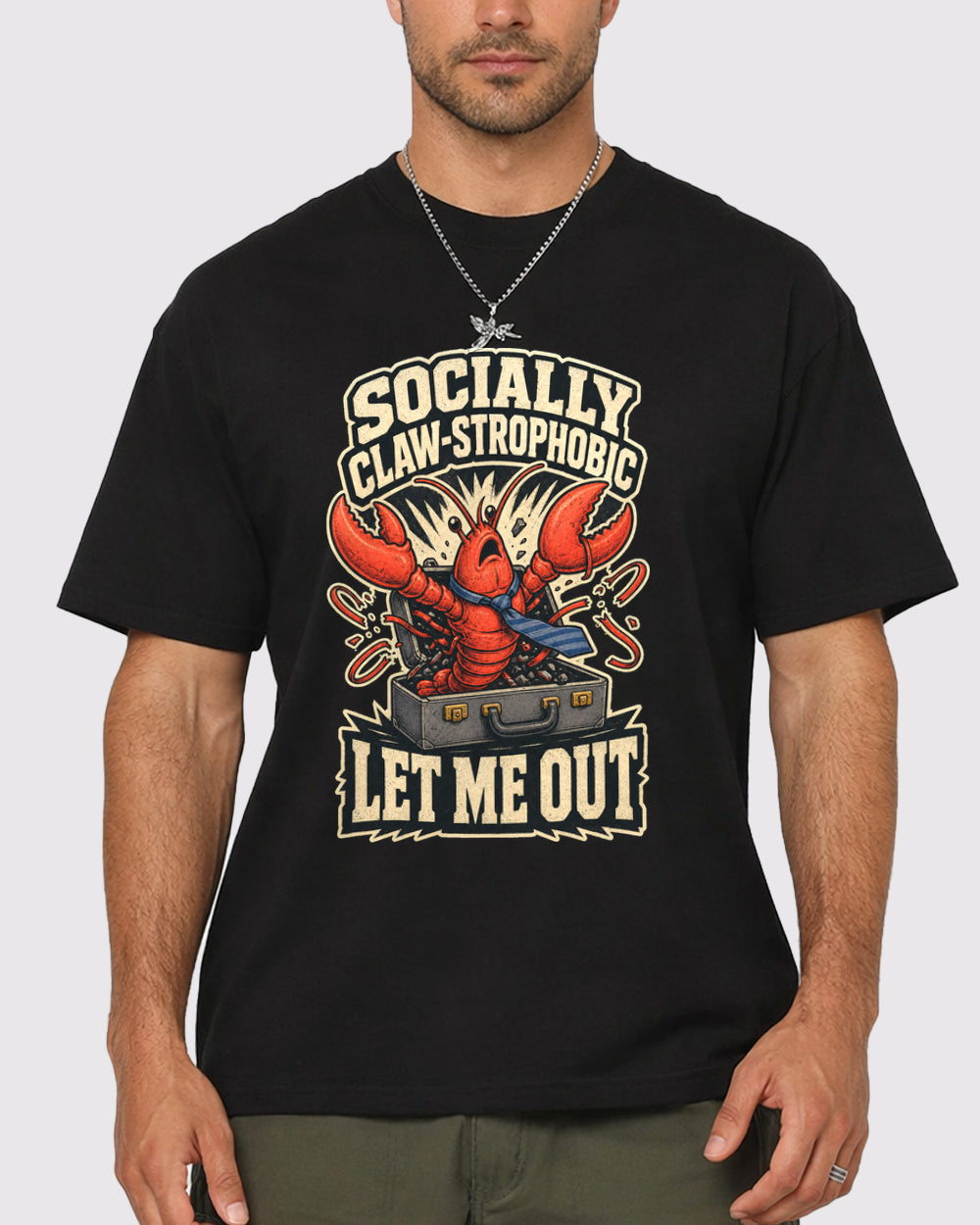 Socially Claw-Strophobic Lobster Graphic T-Shirt