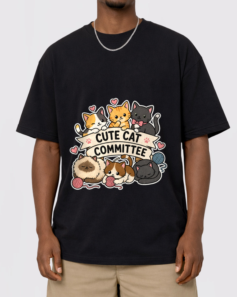 Cute Cat Committee Graphic T-Shirt