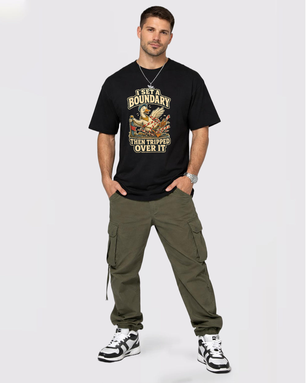 I Set A Boundary Goose Graphic T-Shirt