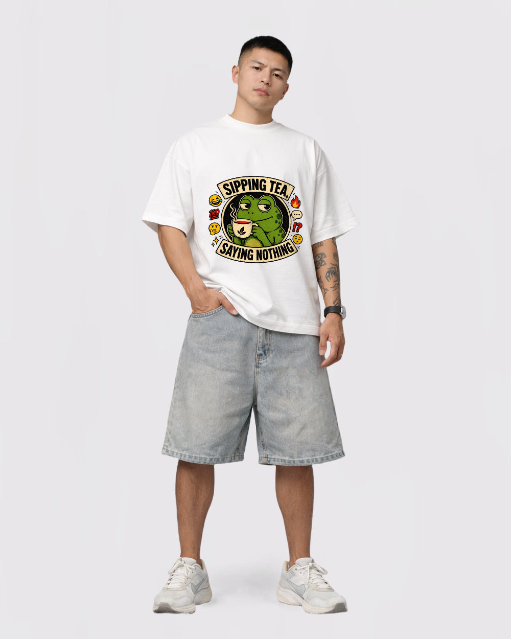 Sipping Tea Frog Graphic T-Shirt