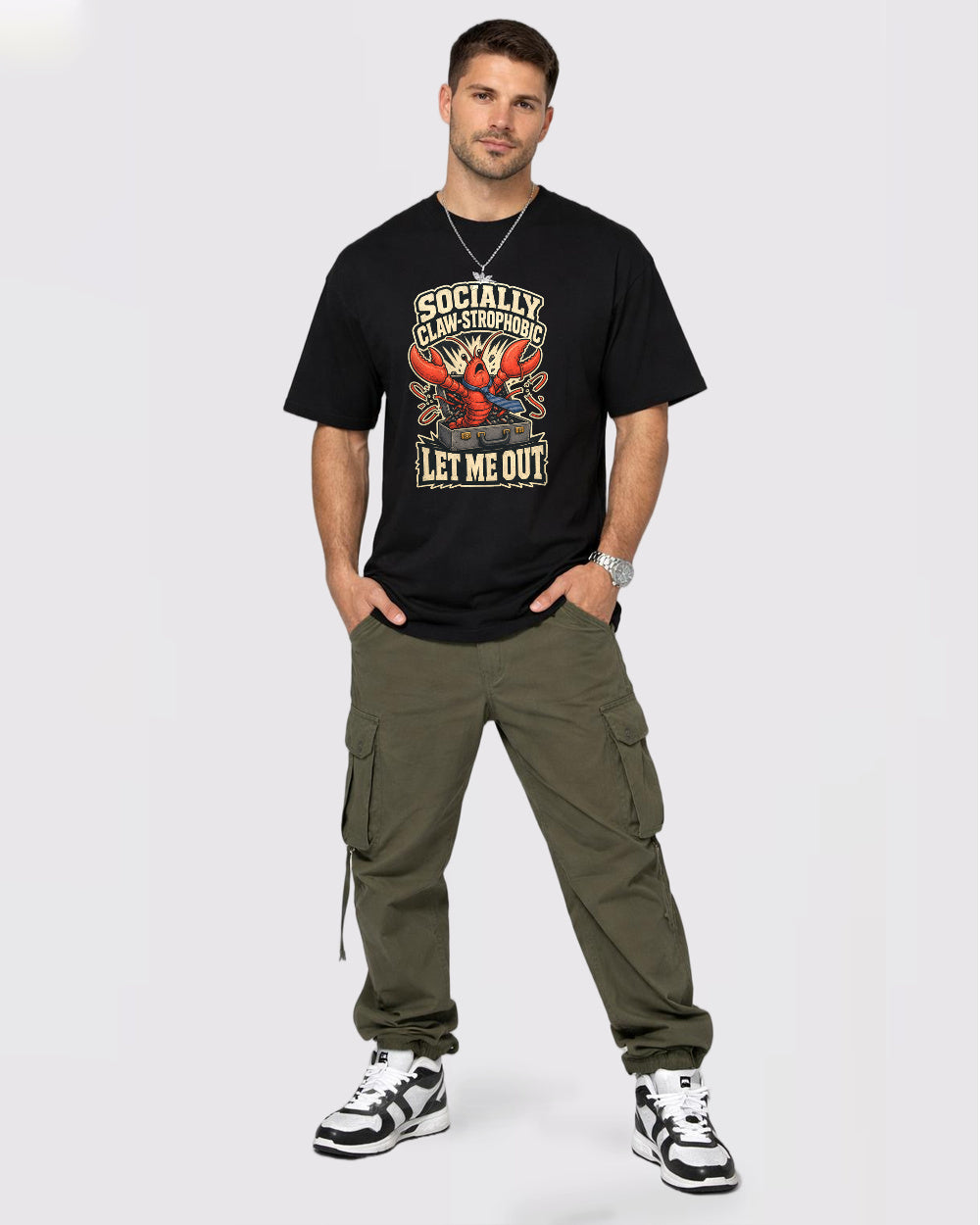 Socially Claw-Strophobic Lobster Graphic T-Shirt