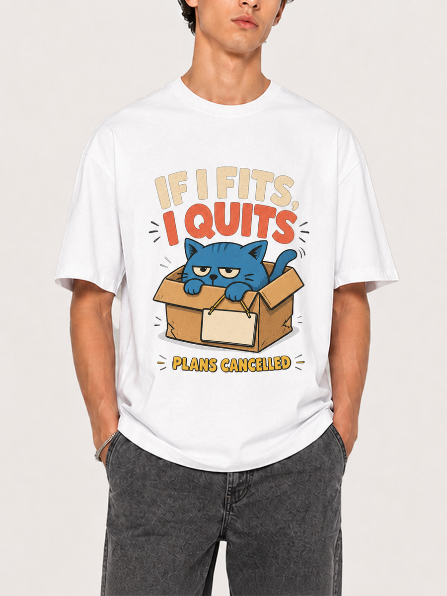 If I Fits I Quits Cat Graphic T-Shirt