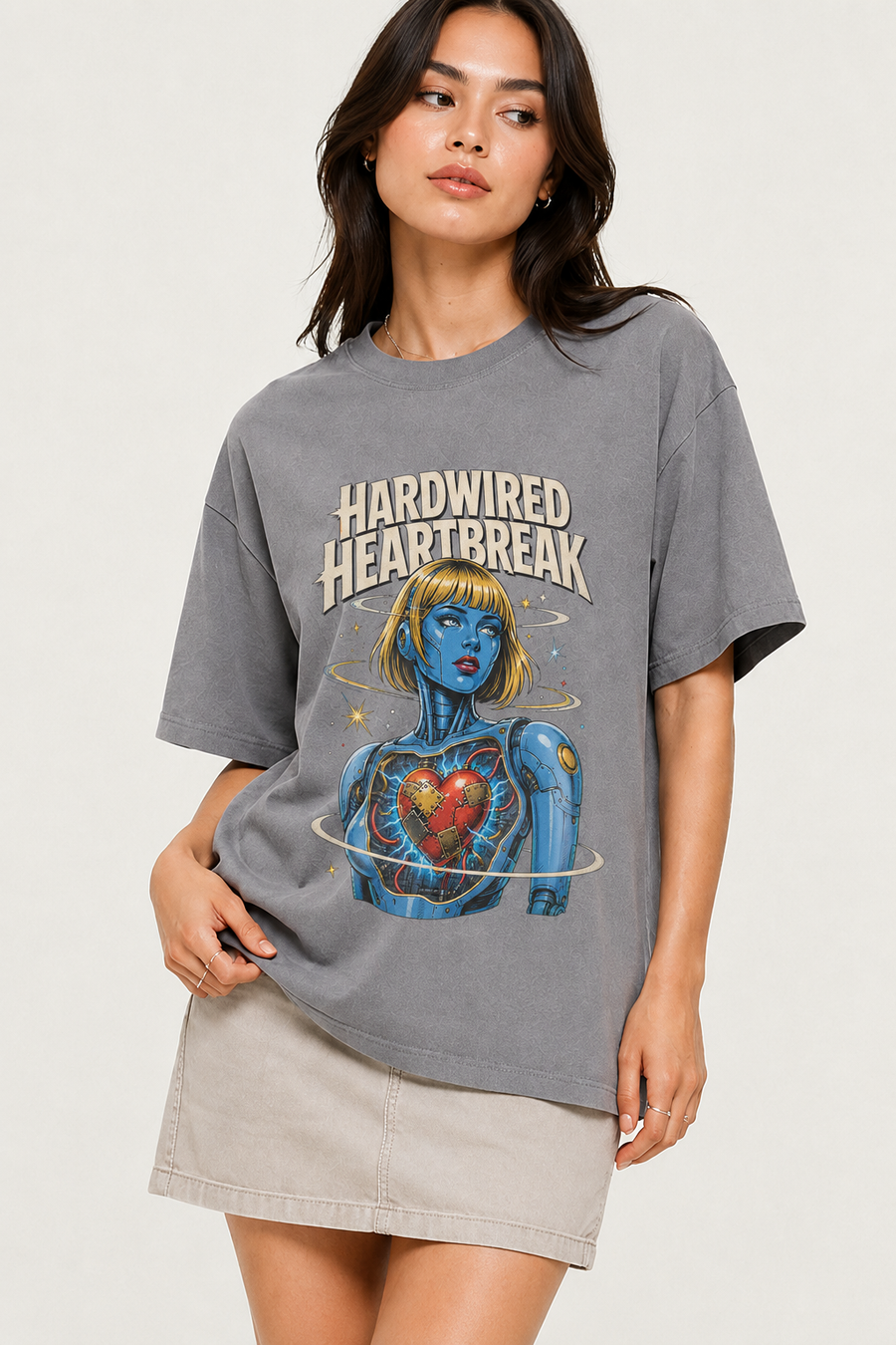 Hard Wired Heartbreak Retro Graphic T-Shirt