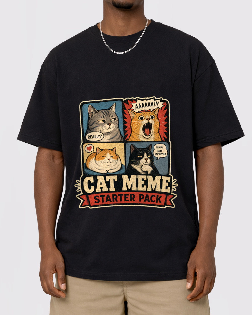 Aaaaaa Really? Cat Meme Starter Pack Animal Graphic T-Shirt, primary front view, image 1