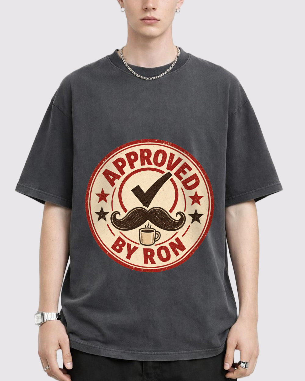 Approved By Ron Funny Graphic T-Shirt, primary front view, image 1
