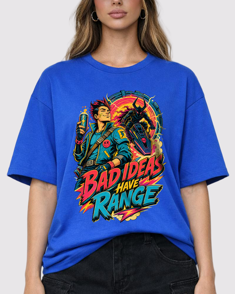 Bad Ideas Have Range Retro Graphic T-Shirt, primary front view, image 1