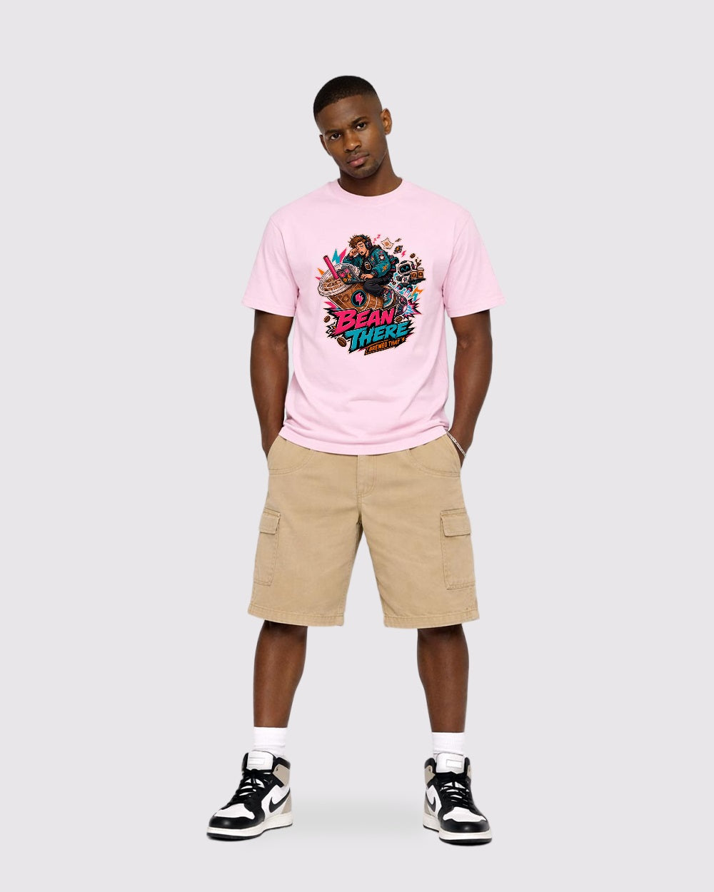 Bean There Brewed That Streetwear Graphic T-Shirt, full body fit view, image 2