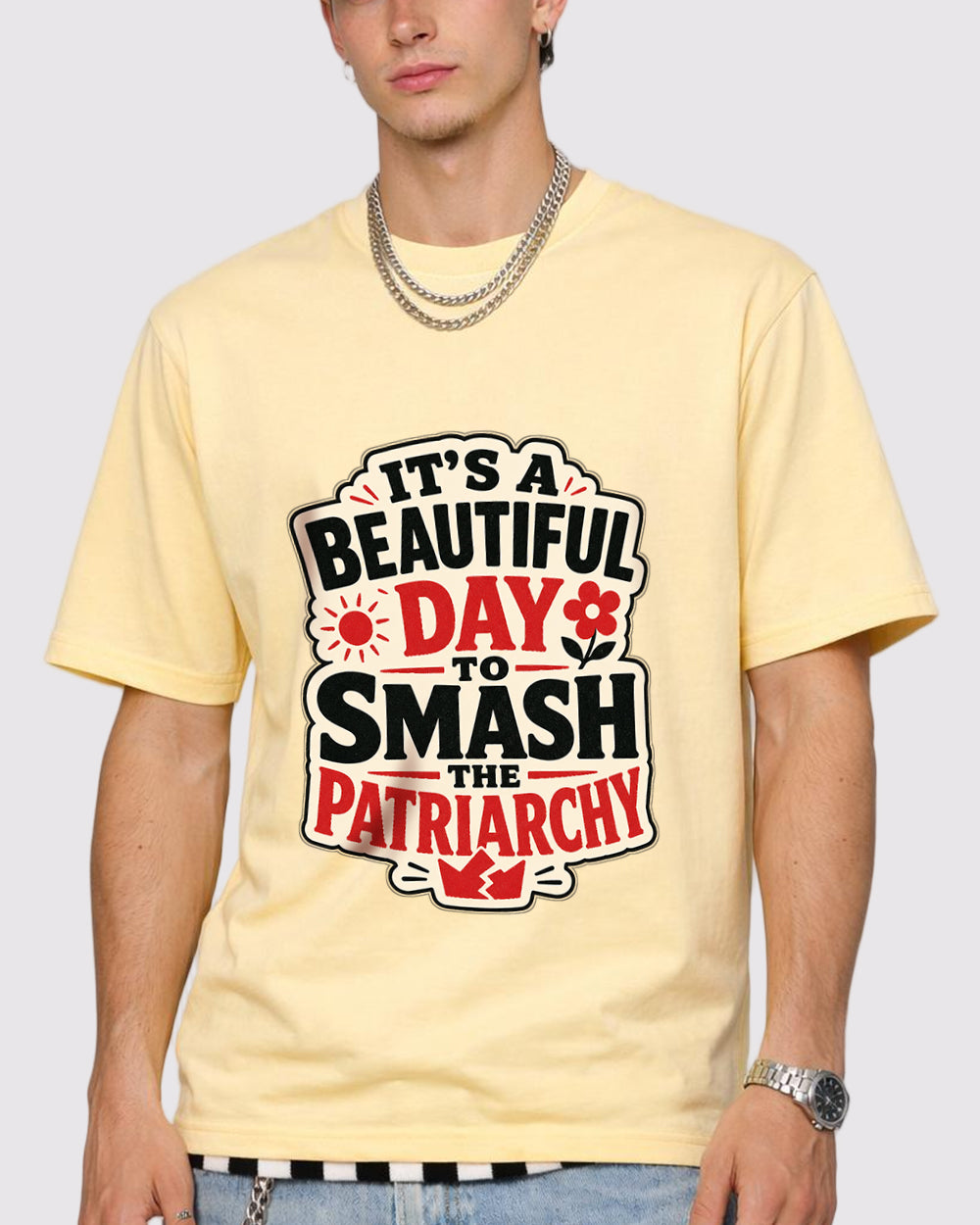 Beautiful Day To Smash The Patriarchy Pop Culture Graphic T-Shirt, primary front view, image 1