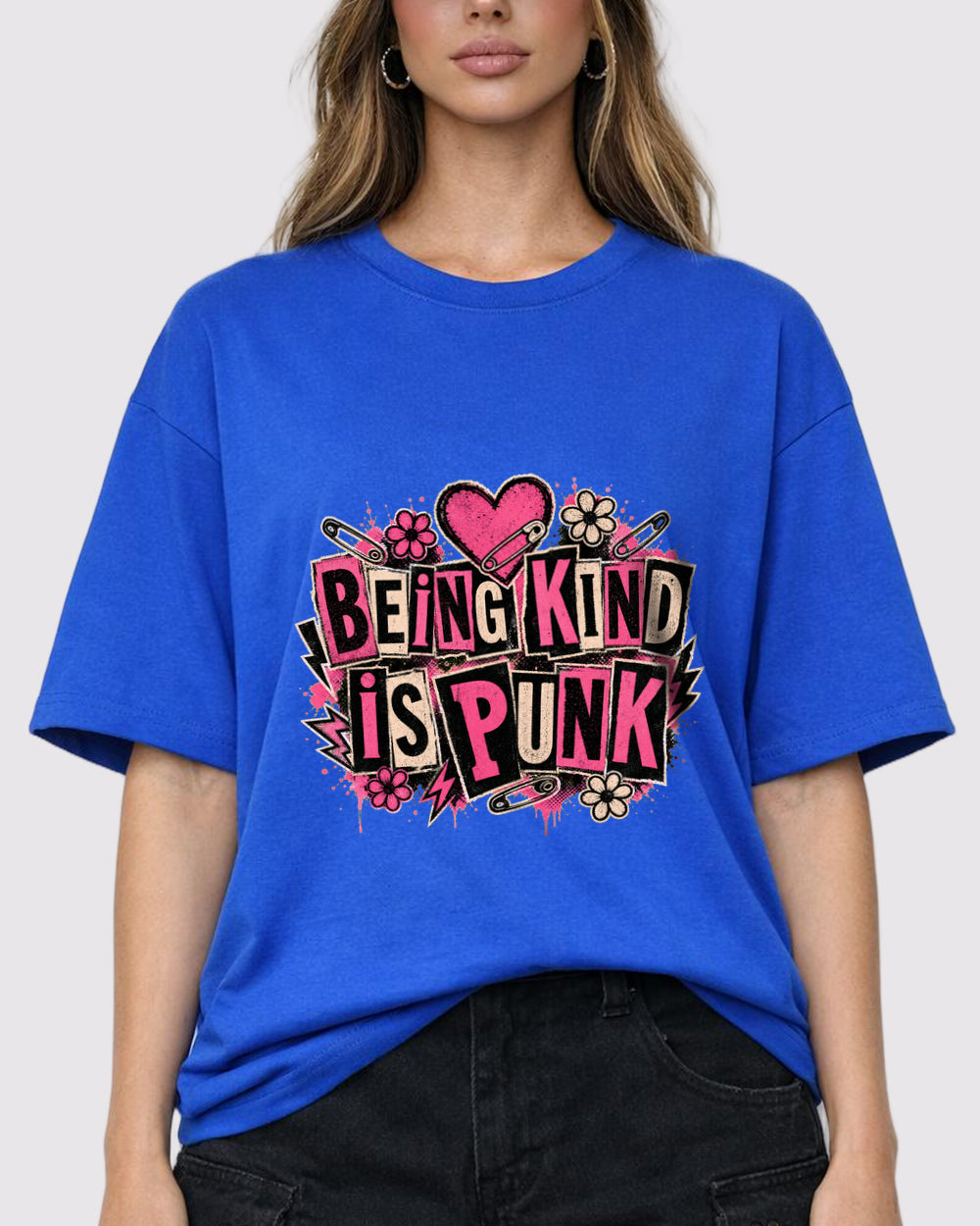 Being Kind Is Punk Funny Graphic T-Shirt, primary front view, image 1