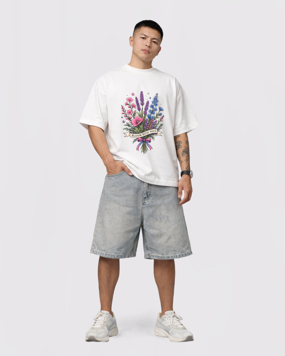 Bloom Both Ways Nature Graphic T-Shirt, full body fit view, image 2