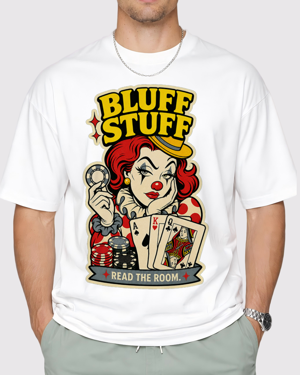 Bluff Stuff, Read The Room Retro Graphic T-Shirt, primary front view, image 1