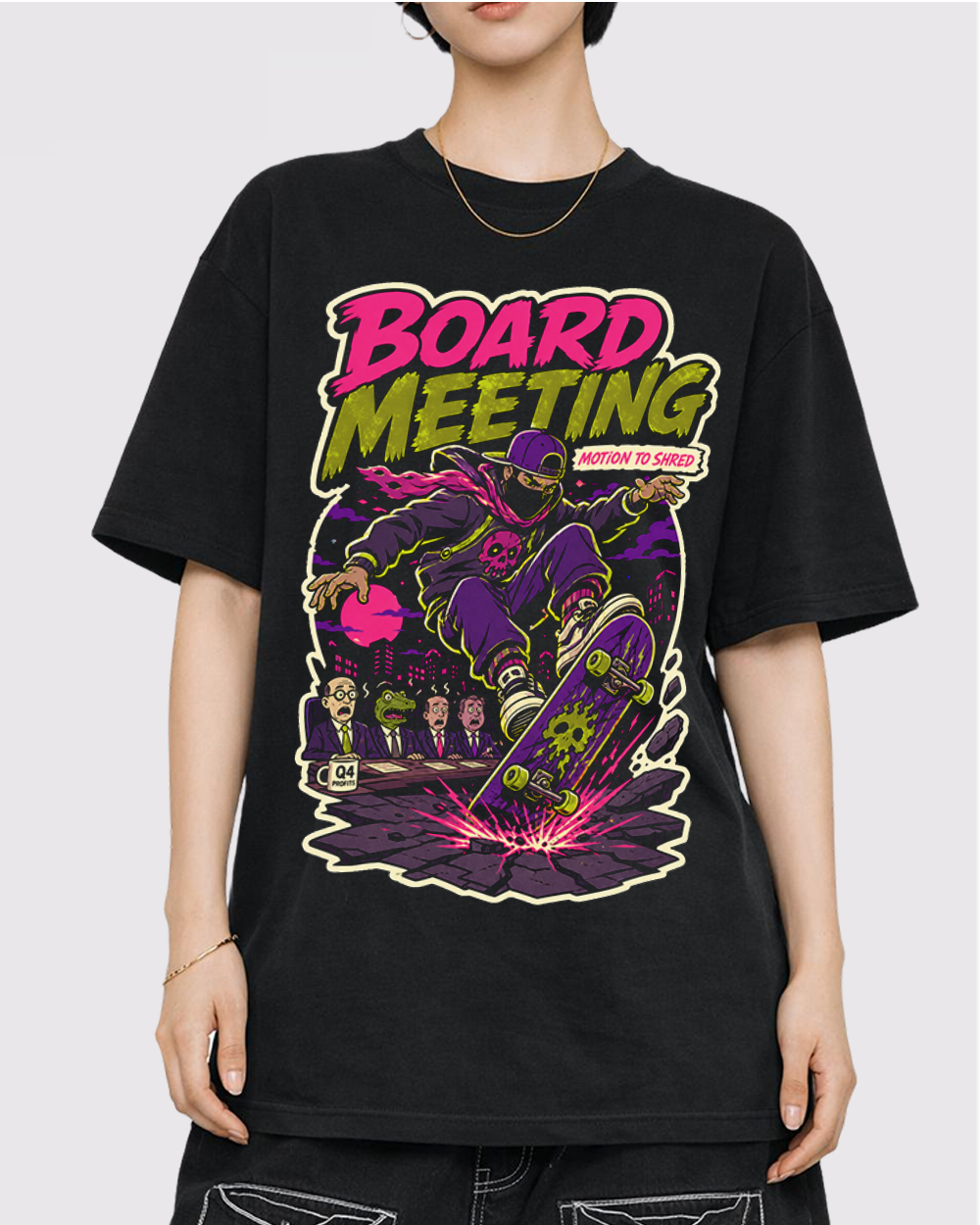 Board Meeting Motion to Shred Retro Graphic T-Shirt, primary front view, image 1