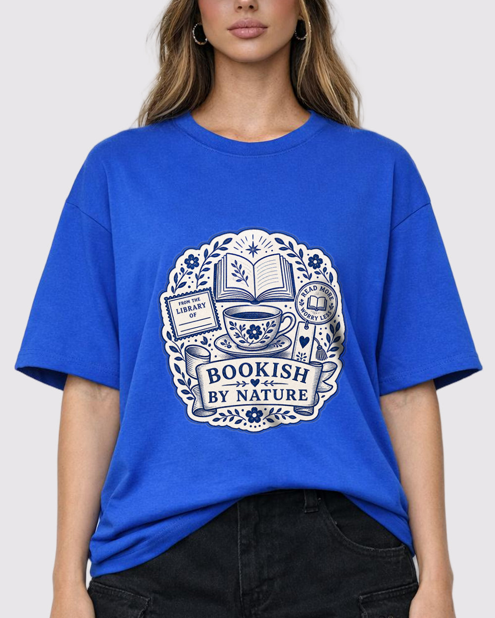 Bookish By Nature Pop Culture Graphic T-Shirt, primary front view, image 1