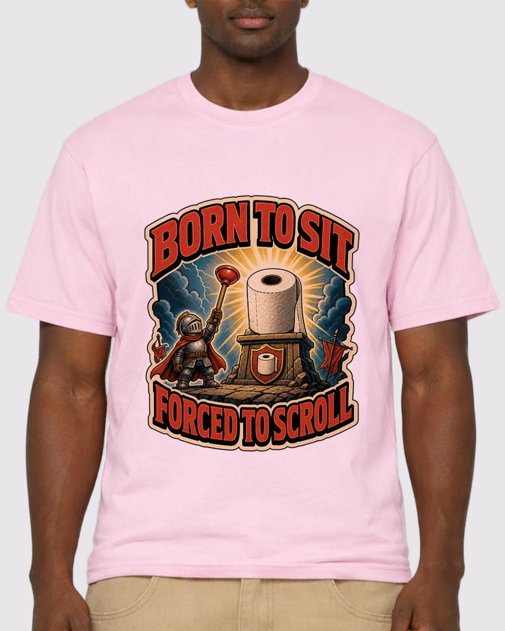 Born To Sit, Forced To Scroll Retro Graphic T-Shirt, primary front view, image 1