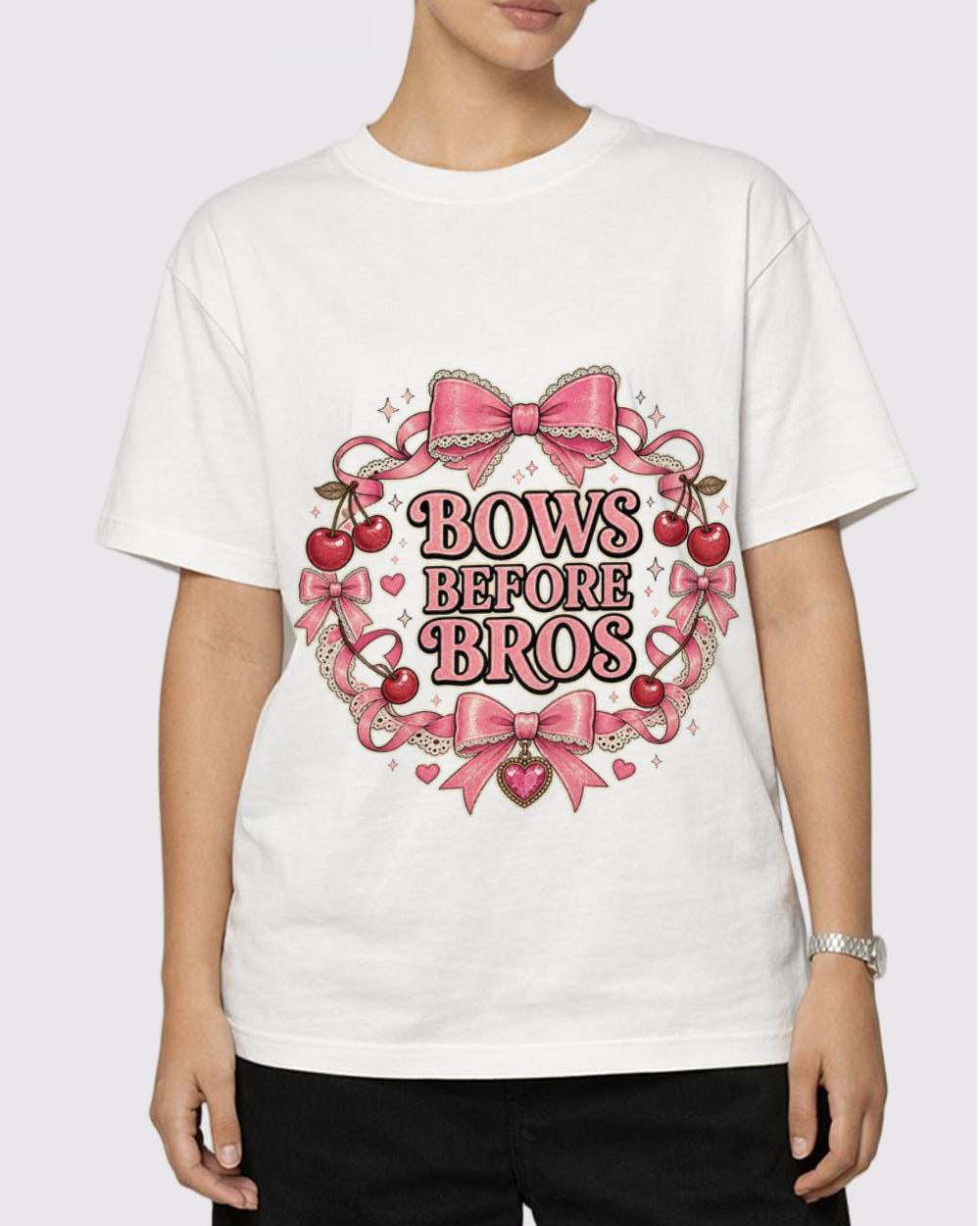 Bows Before Bros Funny Graphic T-Shirt, primary front view, image 1