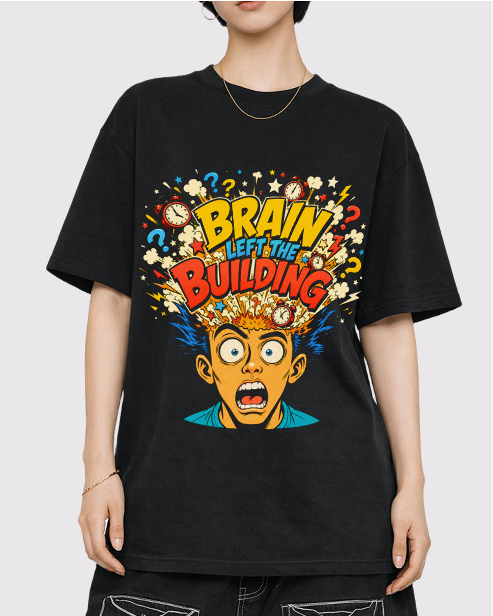 Brain Building Funny Graphic T-Shirt, primary front view, image 1