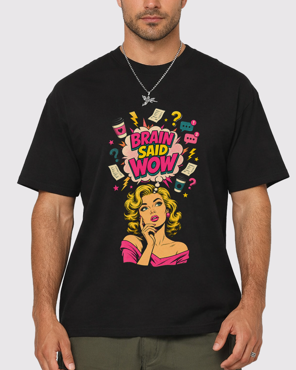 Brain Said Wow Retro Graphic T-Shirt, primary front view, image 1