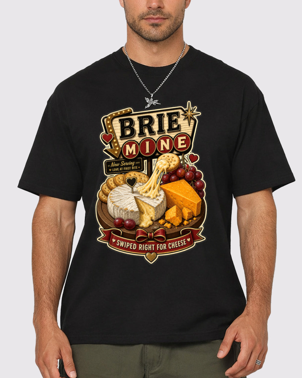 Brie Mine Love at First Bite Food Graphic T-Shirt, primary front view, image 1