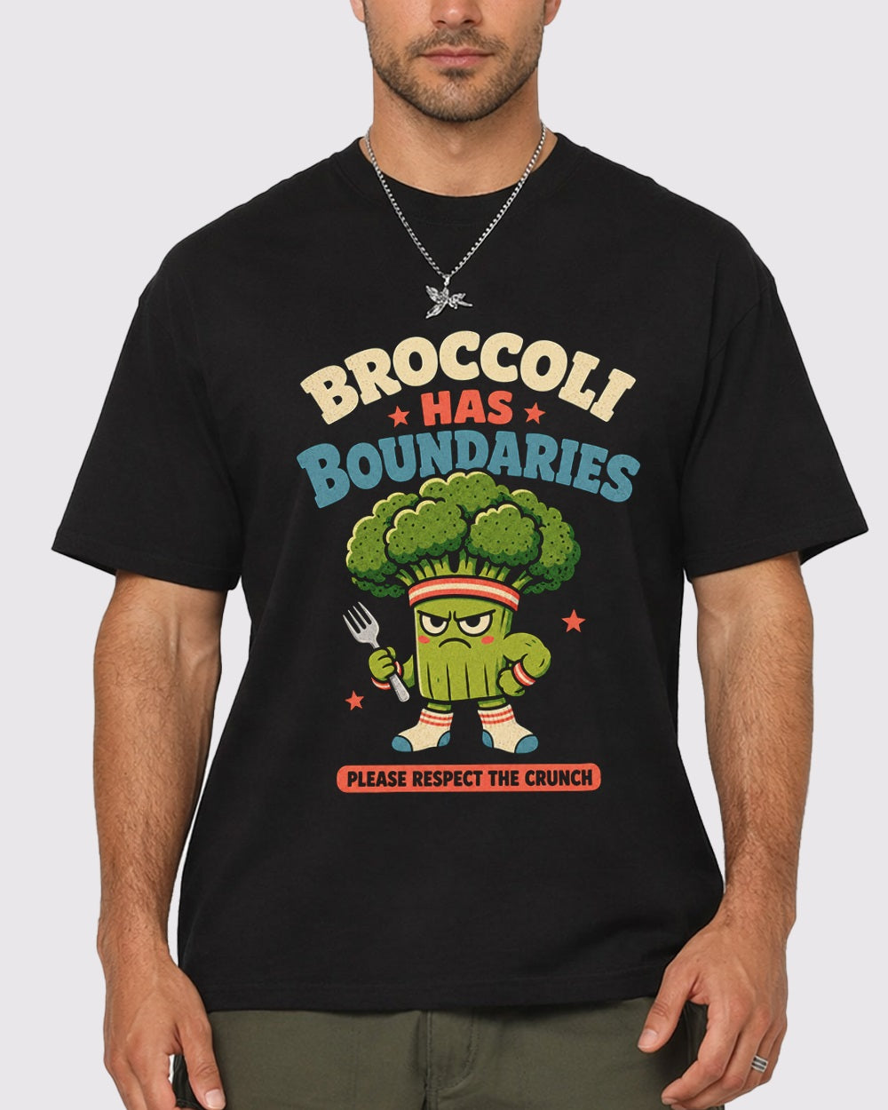 White Broccoli Boundaries Graphic T-Shirt primary front view 1 image