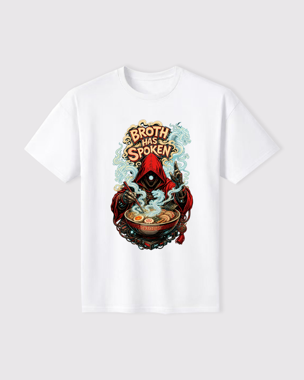 White Broth Has Spoken Dark Graphic T-Shirt flat product view, image 7