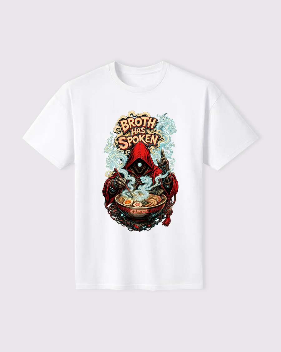 White Broth Has Spoken Dark Graphic T-Shirt flat product view, image 7
