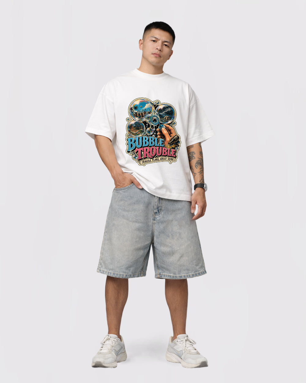 Bubble Trouble Nature Graphic T-Shirt, full body fit view, image 2