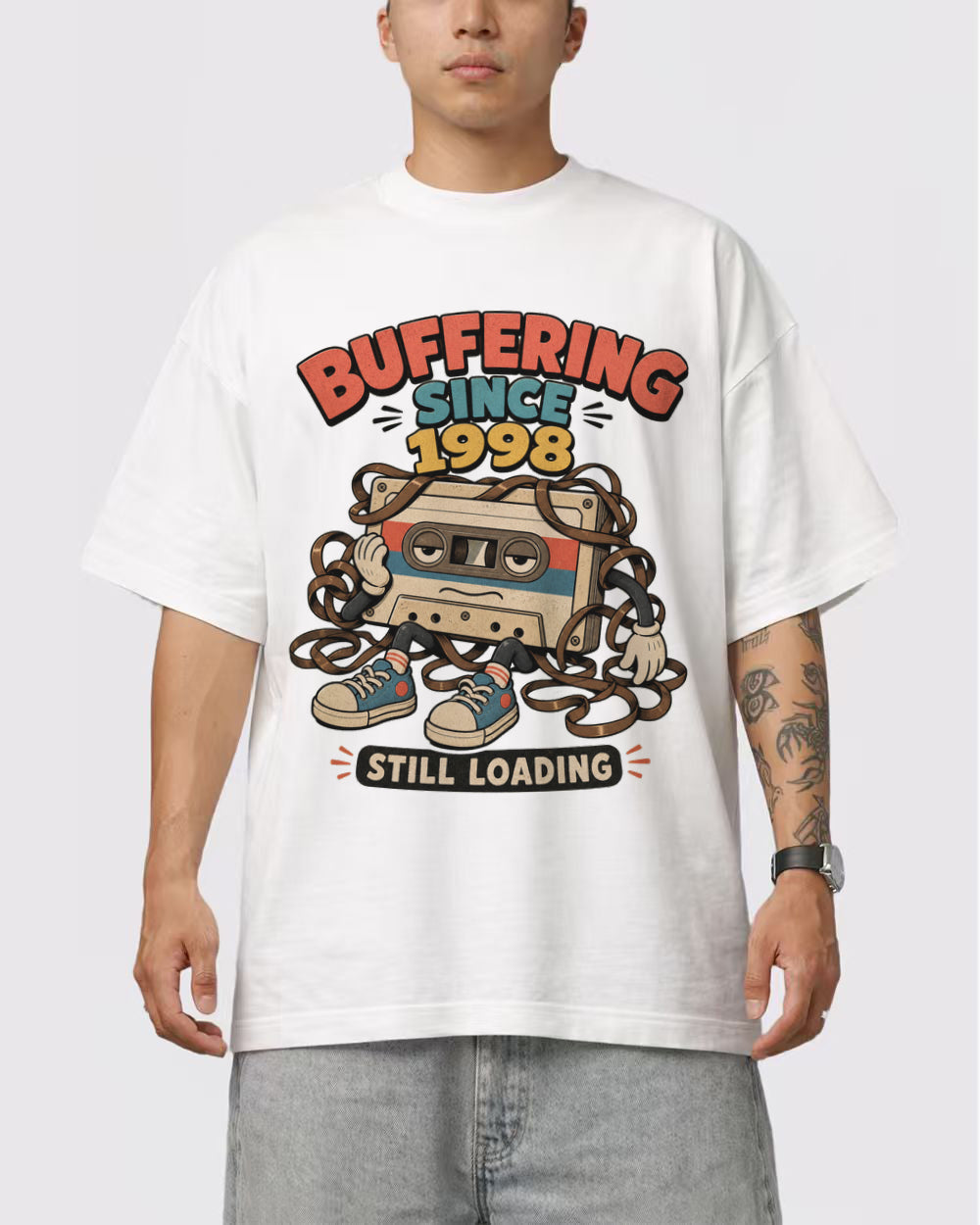 Buffering Since Forever Funny Graphic T-Shirt, primary front view, image 1