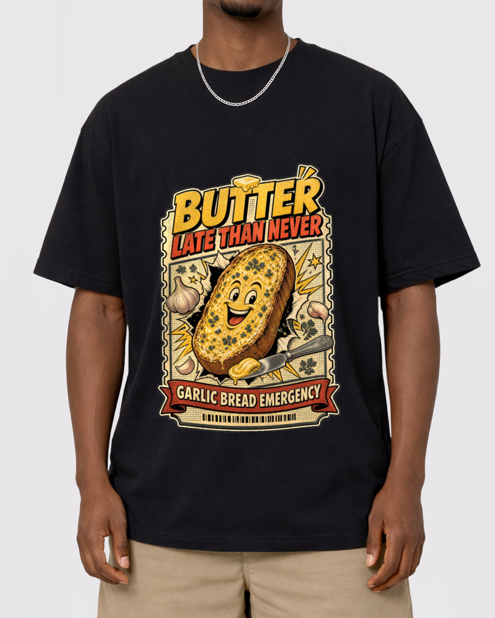 Butter Late Than Never Food Graphic T-Shirt, primary front view, image 1