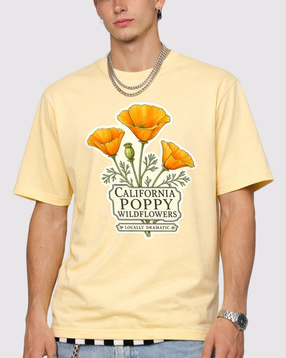 California Poppy, Locally Dramatic Nature Graphic T-Shirt, primary front view, image 1