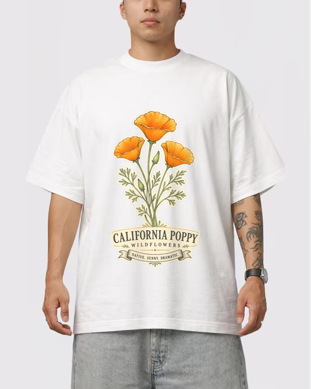 California Poppy Wildflowers Nature Graphic T-Shirt, primary front view, image 1