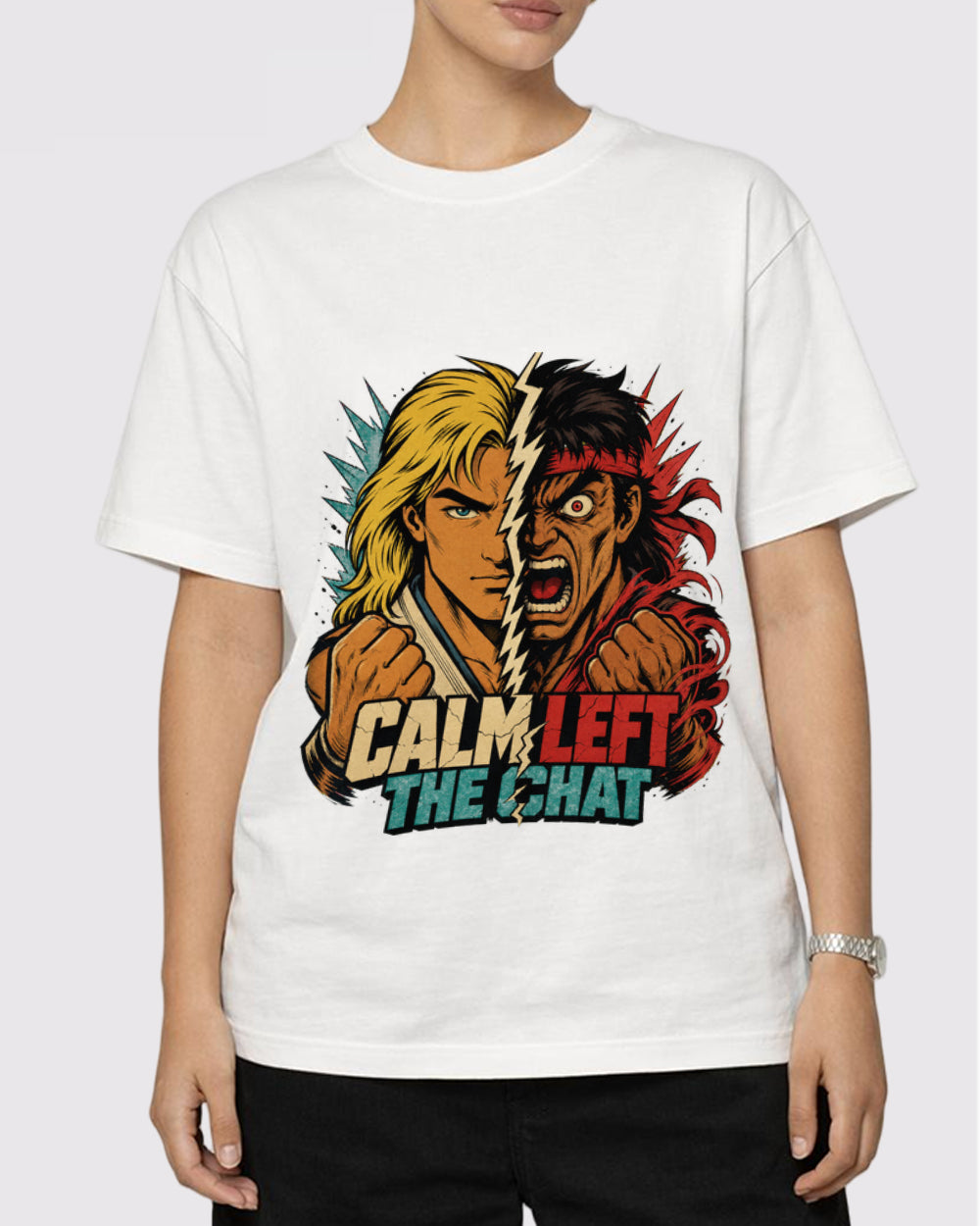 White Calm Left the Right Graphic T-Shirt primary front view 1 image