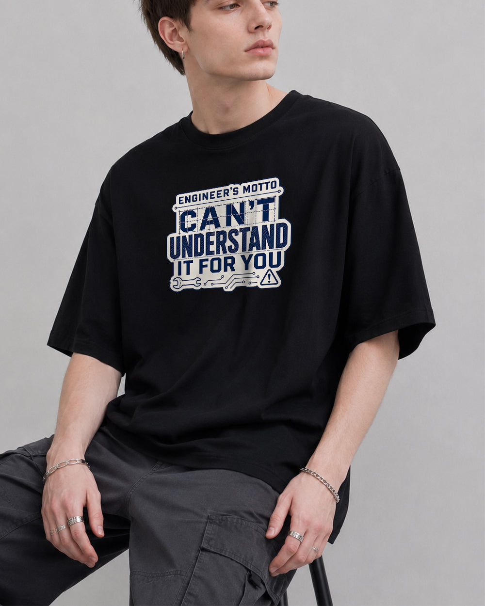 Can't Understand It For You Pop Culture Graphic T-Shirt in Black, front model view 1