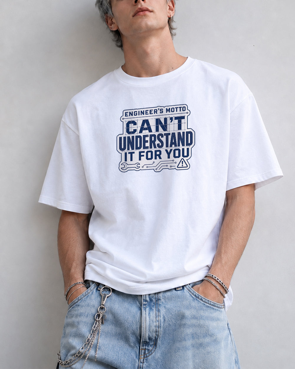 Can't Understand It For You Pop Culture Graphic T-Shirt in White, front model view 7