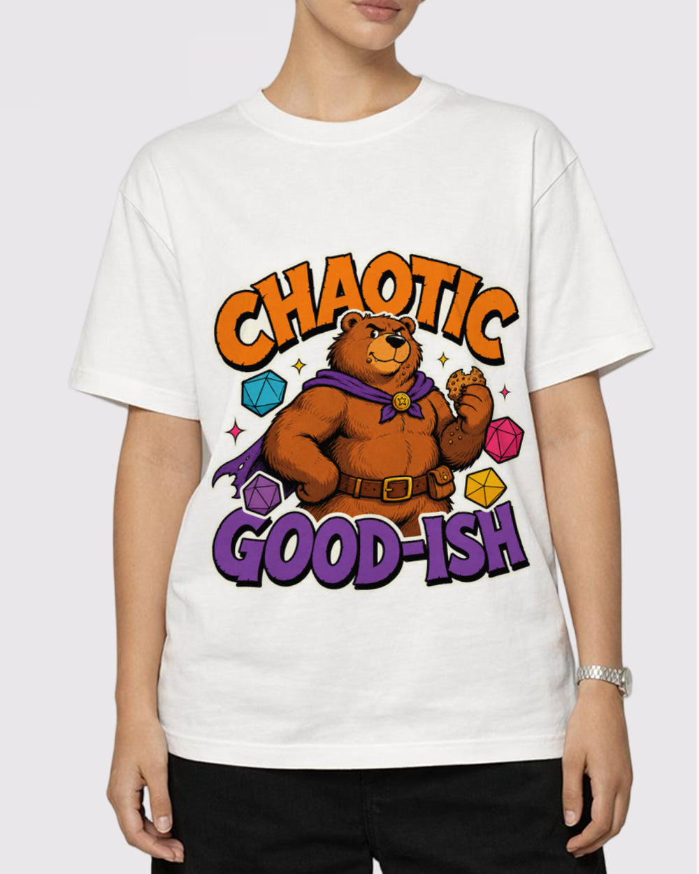 White Chaotic Good-ish Graphic T-Shirt primary front view 1 image