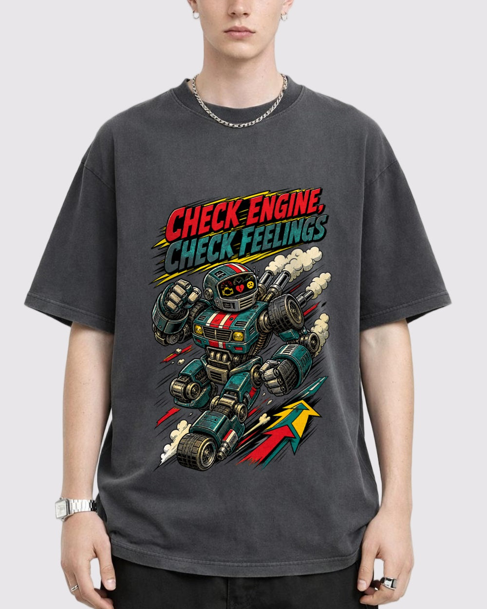 Check Engine Check Feelings Gaming Graphic T-Shirt, primary front view, image 1