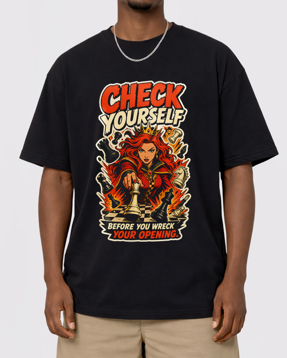 Check Yourself Before You Wreck Yourself Retro Graphic T-Shirt, primary front view, image 1