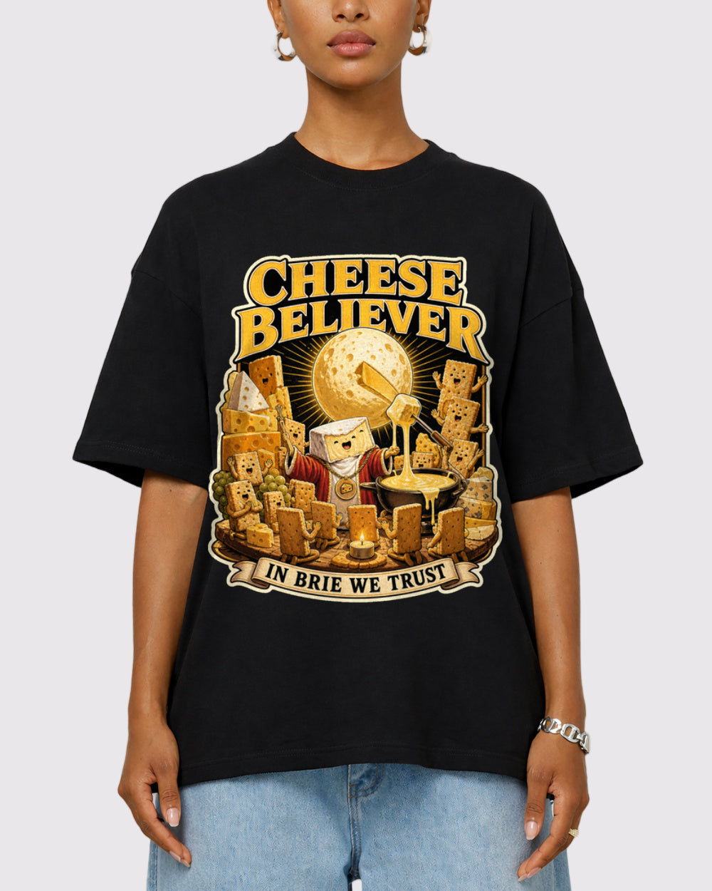 Cheese Believer Food Graphic T-Shirt, primary front view, image 1