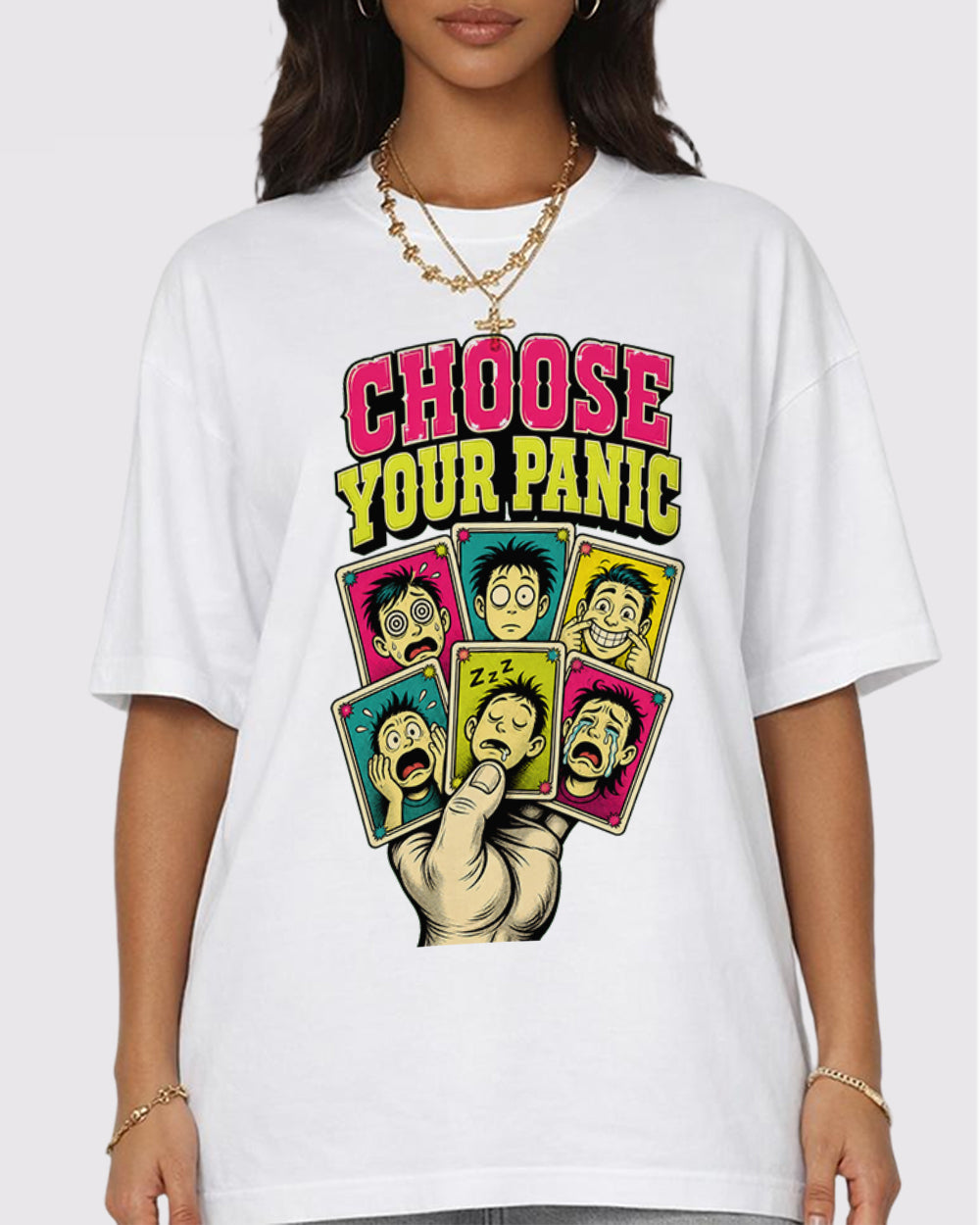 Choose Your Panic Pop Culture Graphic T-Shirt, primary front view, image 1