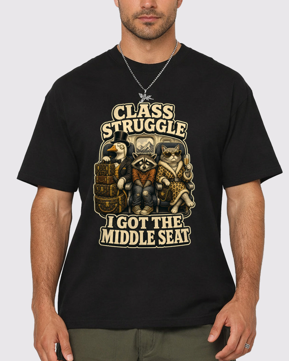Class Struggle, I Got The Middle Seat Animal Graphic T-Shirt, primary front view, image 1