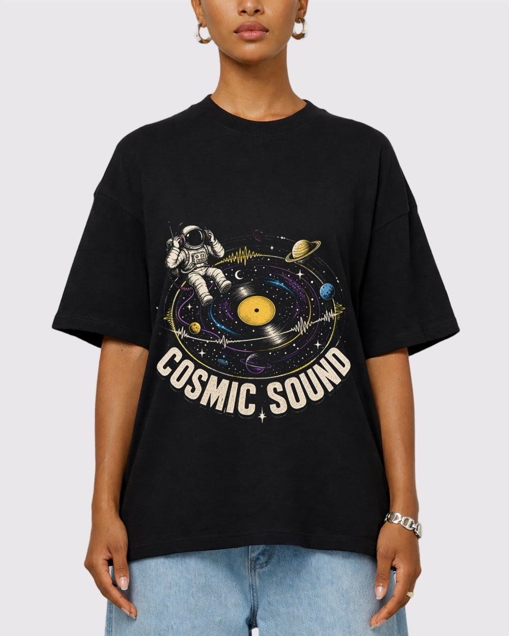 Cosmic Sound Pop Culture Graphic T-Shirt, primary front view, image 1
