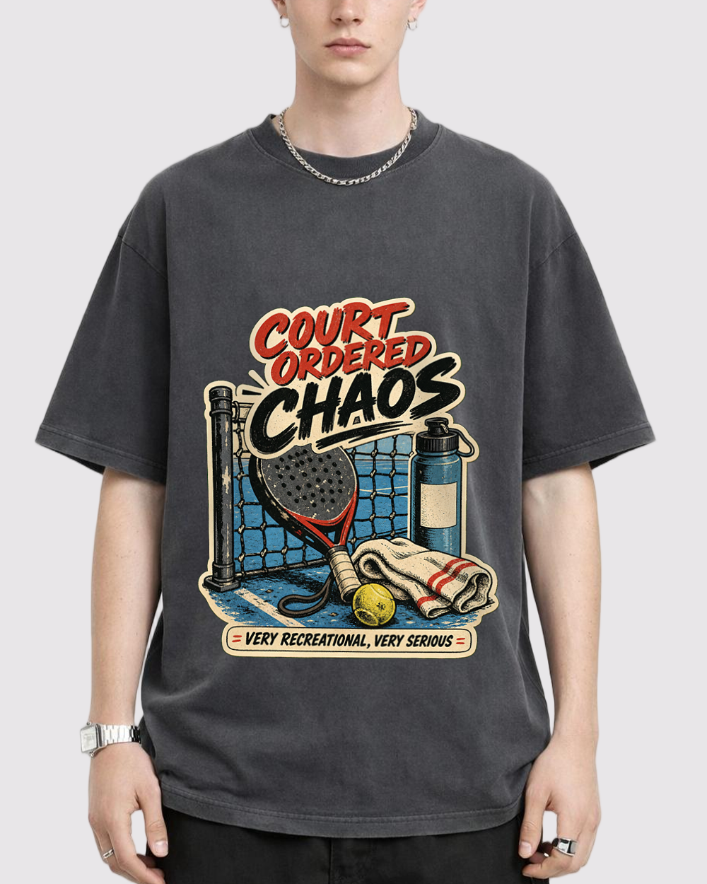 Court Ordered Chaos Retro Graphic T-Shirt, primary front view, image 1