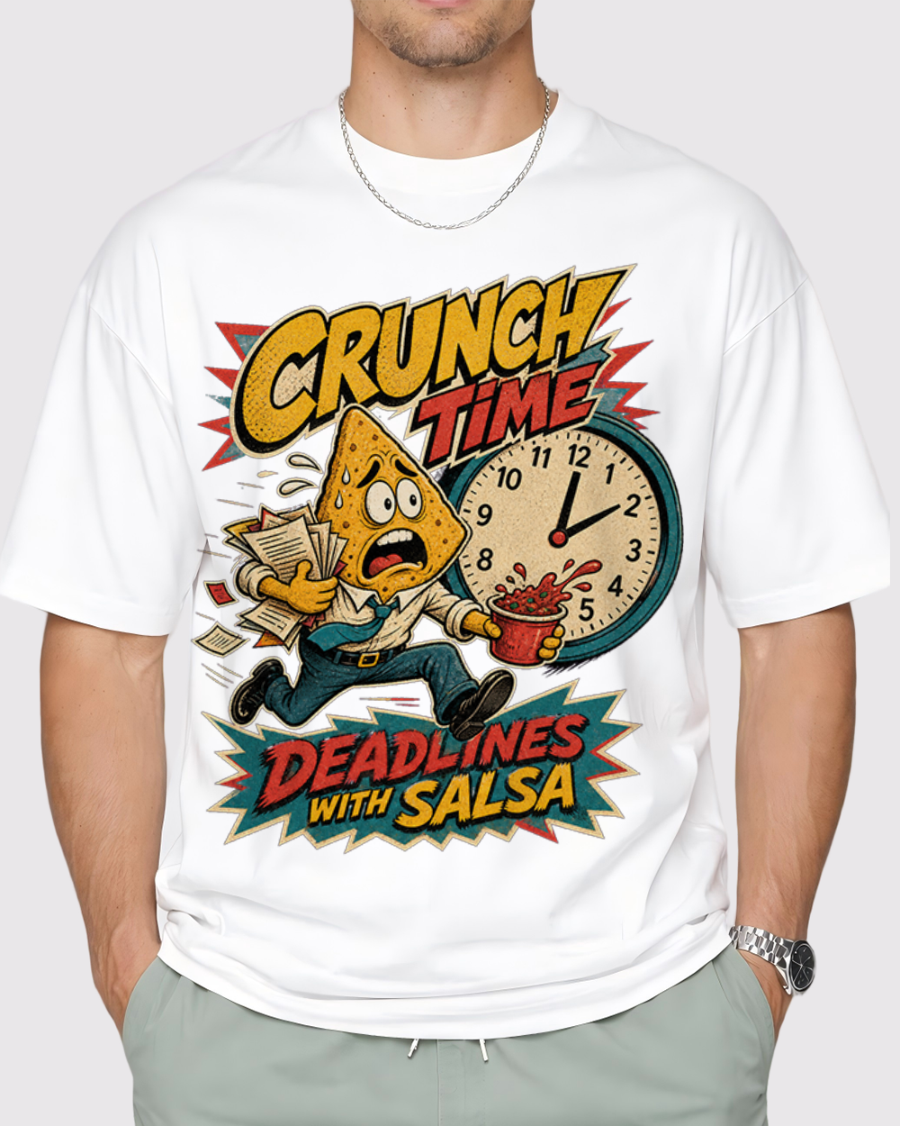 Crunch Time Deadlines with Salsa Retro Graphic T-Shirt, primary front view, image 1