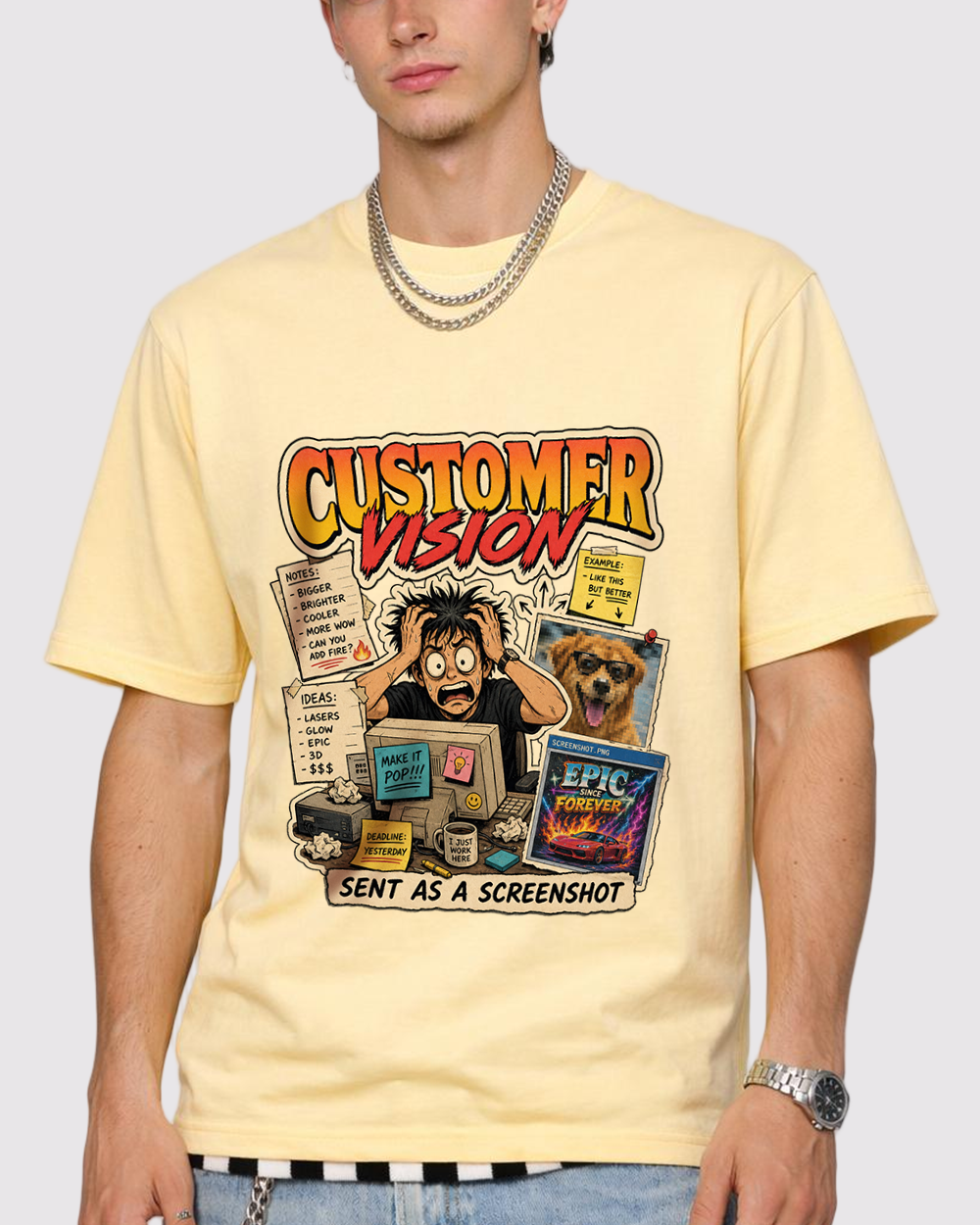 Customer Vision Retro Graphic T-Shirt, primary front view, image 1
