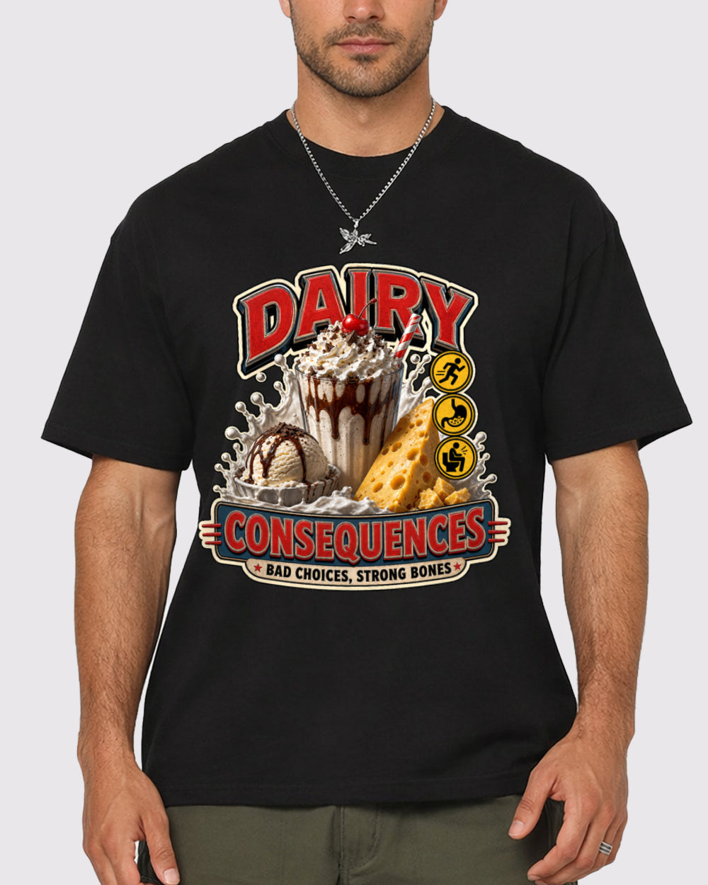 Dairy Consequences Food Graphic T-Shirt, primary front view, image 1