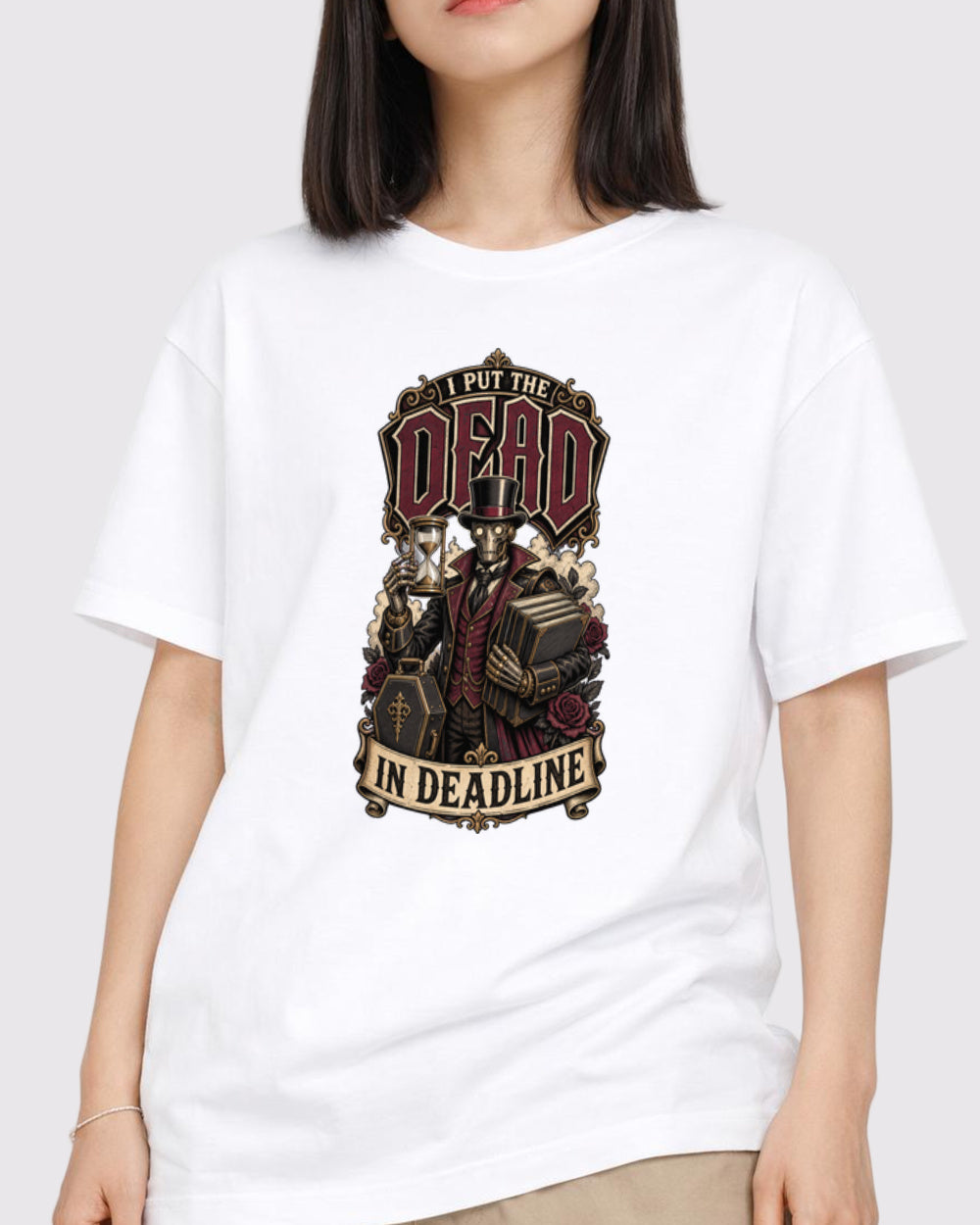 Dead On Deadline Dark Graphic T-Shirt, primary front view, image 1