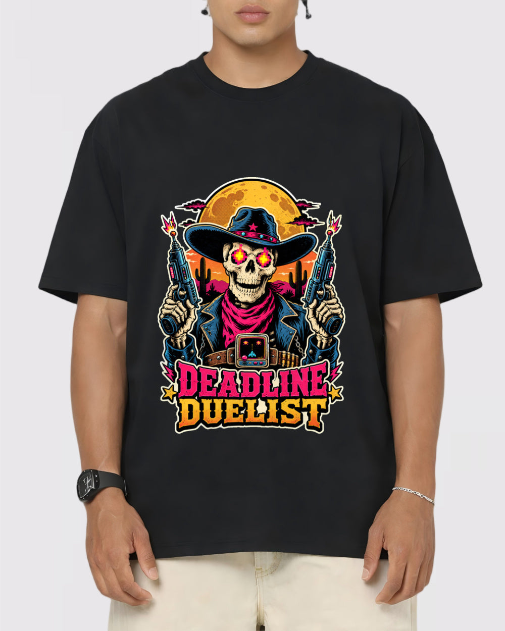 Deadline Duelist Dark Graphic T-Shirt, primary front view, image 1