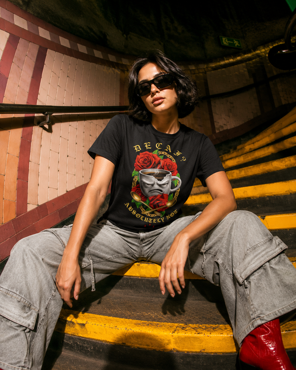Decaf? Absolutely Not Retro Graphic T-Shirt, lifestyle view, image 8